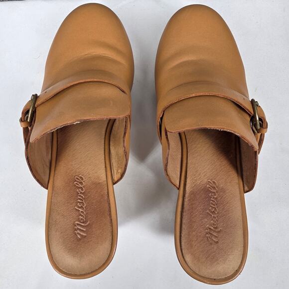 MADEWELL MONIQUE BUCKLE CLOG – WOMEN’S SIZE 9 – TAN LEATHER – WOOD SOLE - Picture 6 of 11